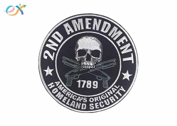 Quality Polyester Background Material Motorcycle Leather Vest Patches Skull Shape for sale