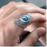 Buy cheap Thai Silver Eagle Vintage Style Men's Ring with Turquoise (R6030809) from wholesalers