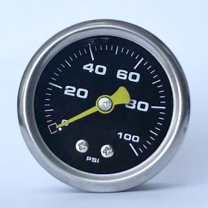 Buy cheap 1.5 Inches 100 psi Black Dial Manometer 1/8 NPT Axial Mount Black steel Liquid Filled Pressure Gauge from wholesalers