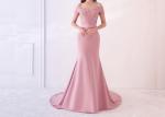 Buy cheap Off Shoulder Pink Mermaid Bridesmaid Dresses Lace Beading Elastic Sweep Train from wholesalers