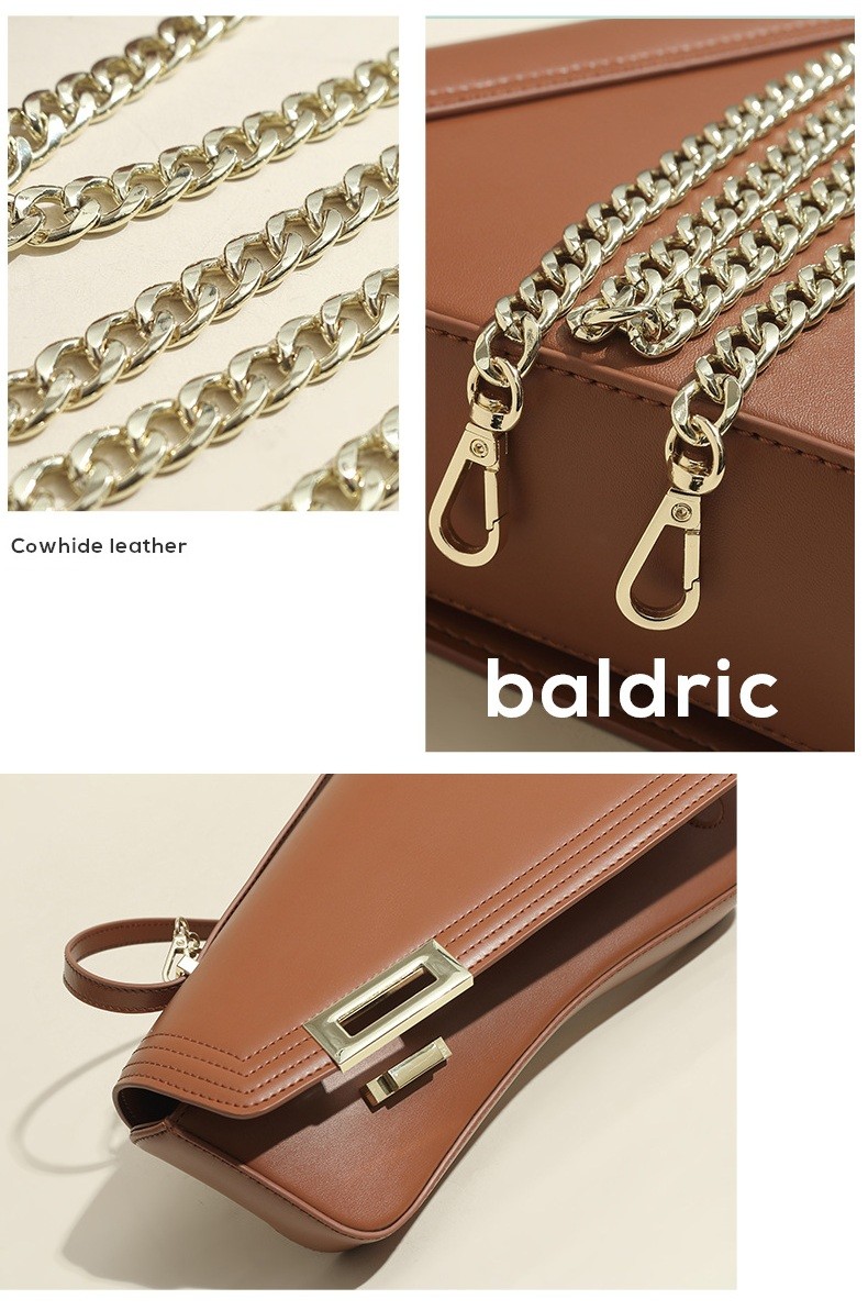 Ladies Shoulder Bag Genuine Leather Chain Strap Saddle Bags For Women