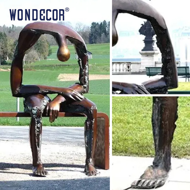 Sad Person Carving Bronze Garden Sculptures Timeless