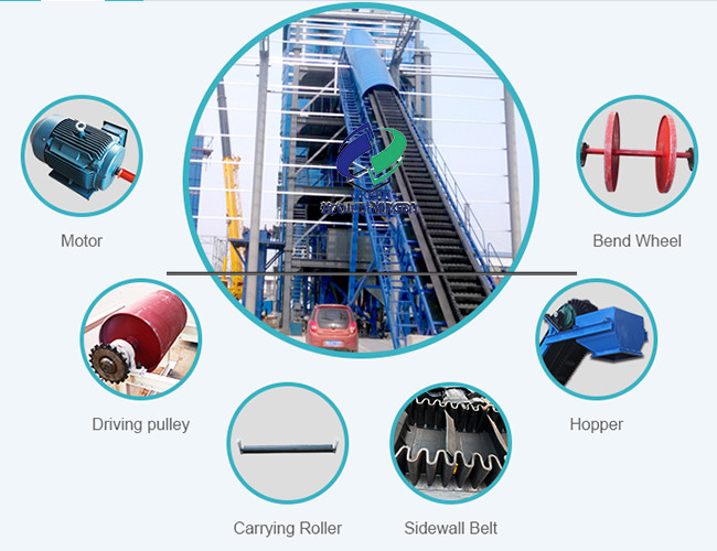 Wave Shaped Apron Pu Rubber Corrugated Sidewall Belt Conveyor For Mining