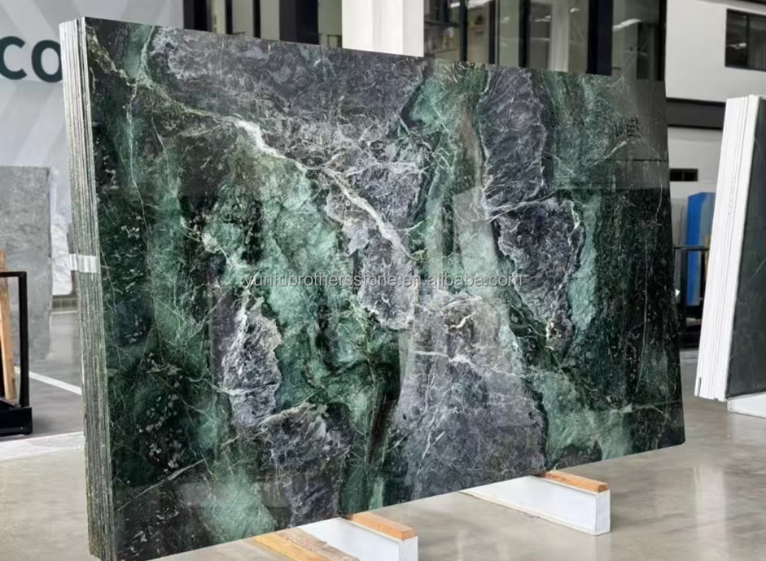 Natural Stone Cat's Eye Green Big Slab Dining Table Top for Villa Interior Decoration