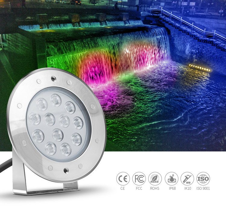 DMX512 Control 9 Watt Underwater Led Pond Lights , Color Changing Led Pool Lights