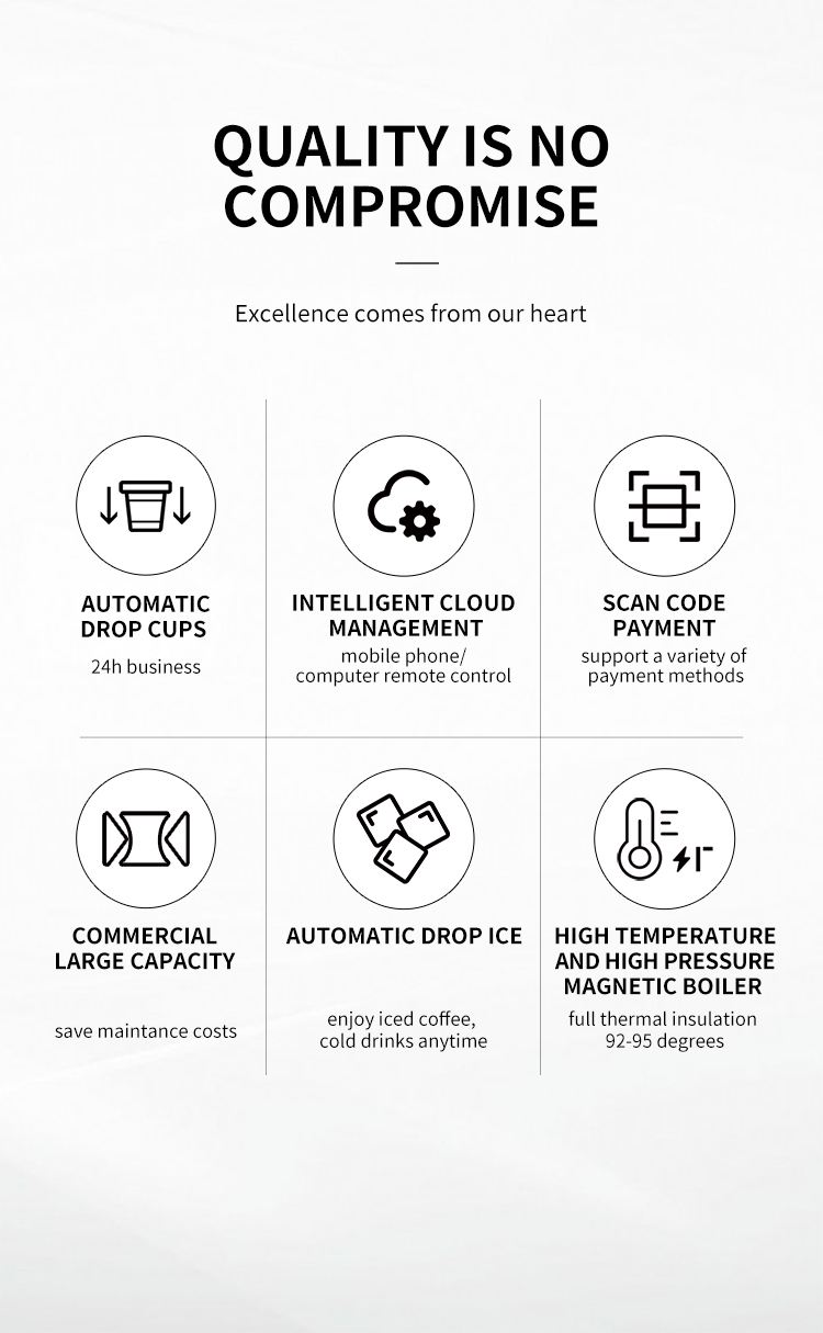 2400W Office QR Code Coin Operated Coffee Vending Machine With Ice Maker