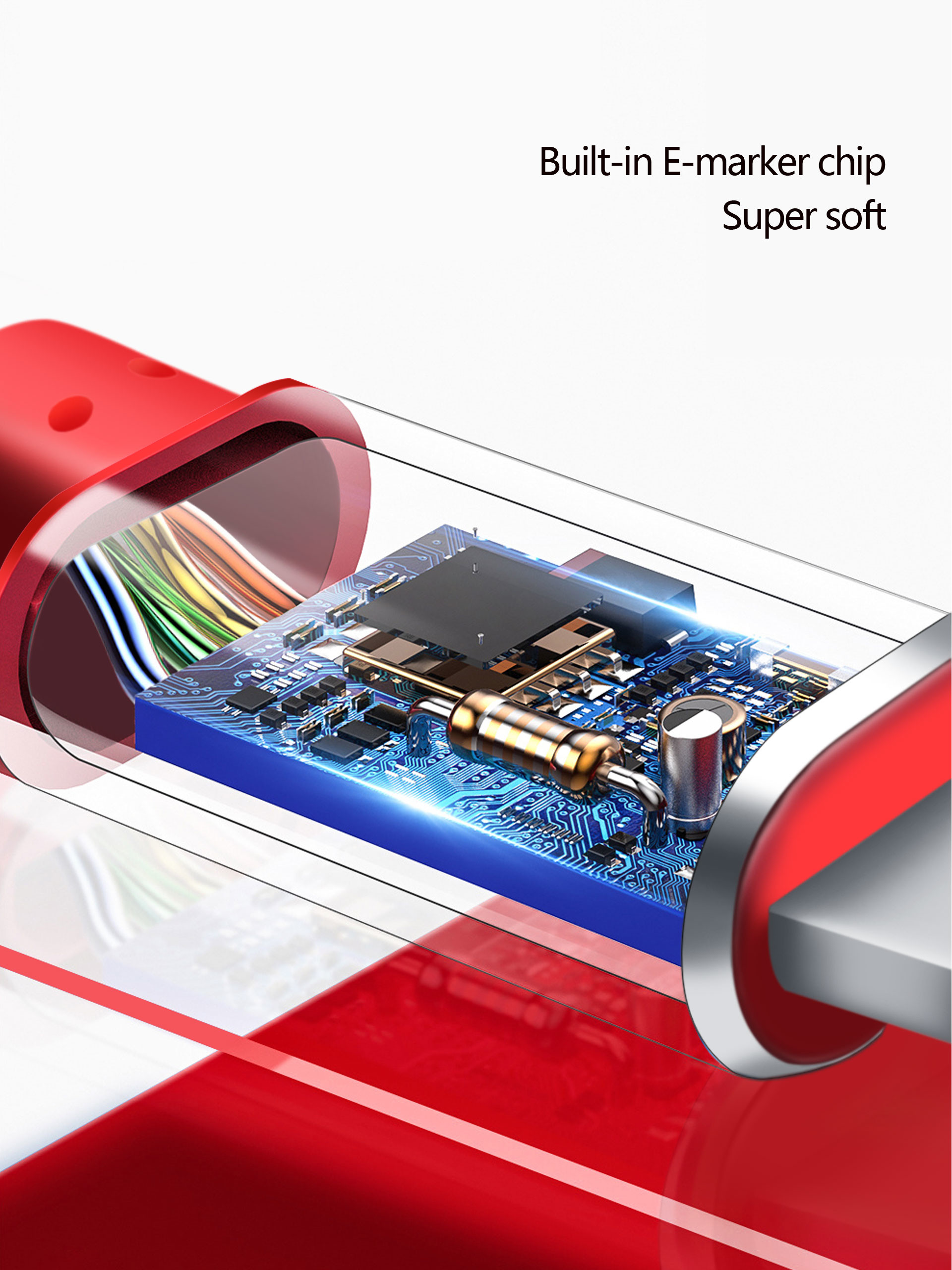 Nylon Usb 2.0 Data Transfer Cable , TPE 6 Foot Red Micro Usb Lead