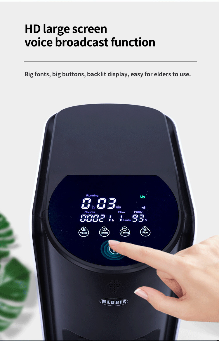 7L High-Efficiency Filtered Compressed LCD Display Portable Home Hospital Grade Oxygen Generator
