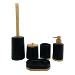 Buy cheap Black Wood Print Polyresin Bathroom Accessory Set With Stripe Pattern from wholesalers