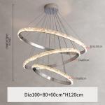 Silver Crystal Chandelier For Living Dining Room Luxury Ring Staircase pendant