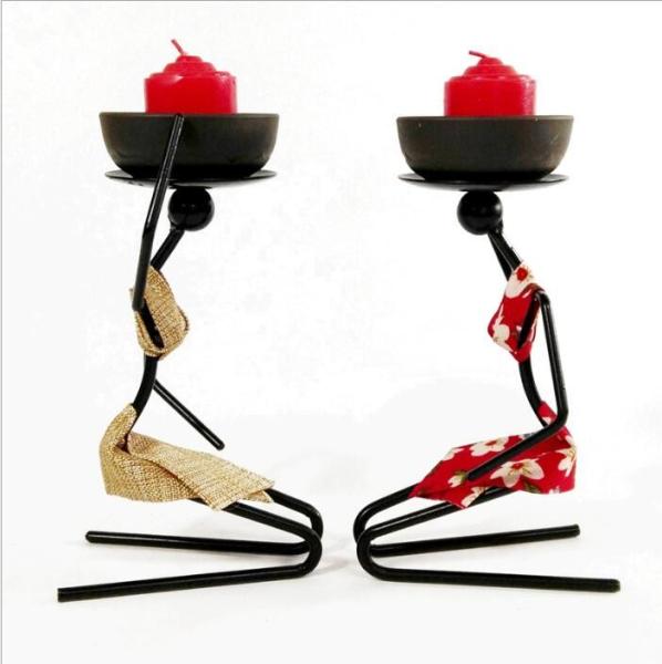 Buy cheap Banquet Party Snack Dish Tableware Stand Iron Candlestick African Woman Decoration Candle Holders from wholesalers