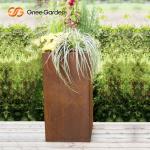 SGS Custom Long Square Corten Steel Flower Pots Fashionable weather resistance