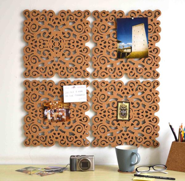 Quality Memo Pin Board Cork Notice Boards For Kitchen Hollow Carved 12*12in 500pcs for sale
