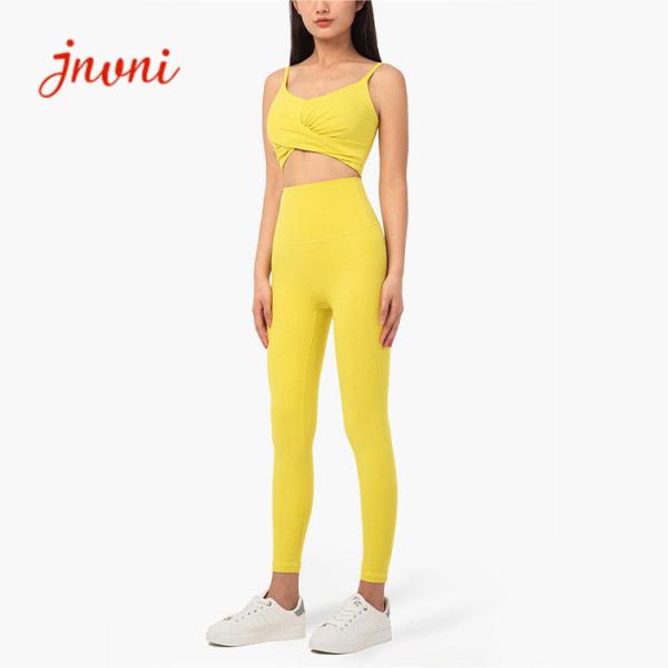 Buy cheap Cropped Strappy Bra 210gsm Yoga Activewear Sets High Waist Fitness Set from wholesalers