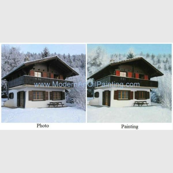 Buy cheap Stretched House Portrait Oil Painting From Photo , Realistic Scenery Canvas Art Painting from wholesalers