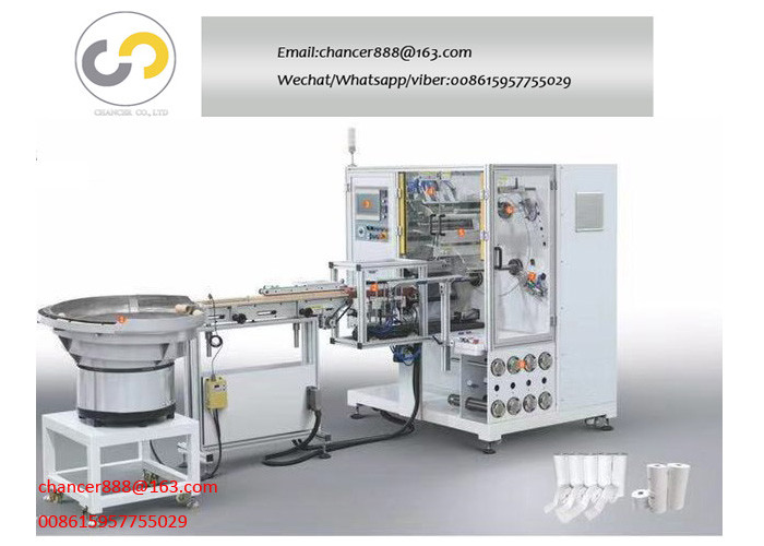 Automatic rotating tower label rewinding machine with automatic paper feeding