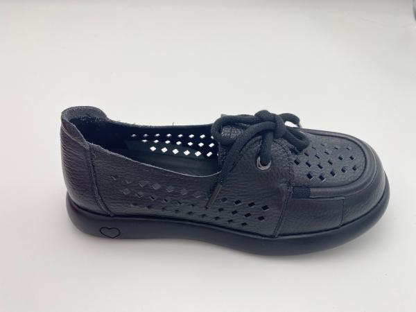 Buy cheap black breathable hollow lace-up comfortable women's shoes with soft soles from wholesalers