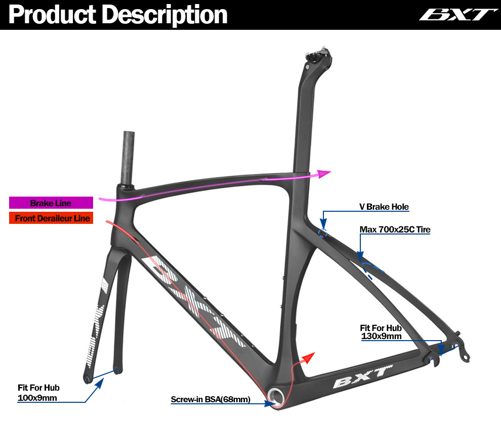 700C Carbon Road Bike Frame Racing Time Trial Bike Frame Rim Brake Aero