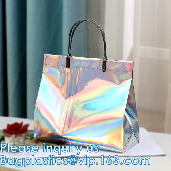 Buy cheap Holographic Rainbow Handbag Reusable Bags, Gym Sports Security Travel Beach Lunch Box Restaurant Takeouts from wholesalers