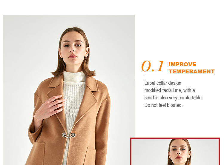 Formal Single Breasted Winter Camel Wool Coat For Ladies Fashion Style