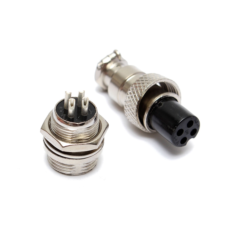 America Market GX16 Threaded Connector Aviation Plug GX16 4 Pin Connector in Black Color