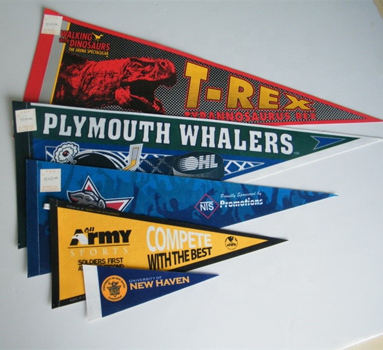 Custom 30*76cm Felt Pennant Flag , Digital Printing Hanging Triangle Flags