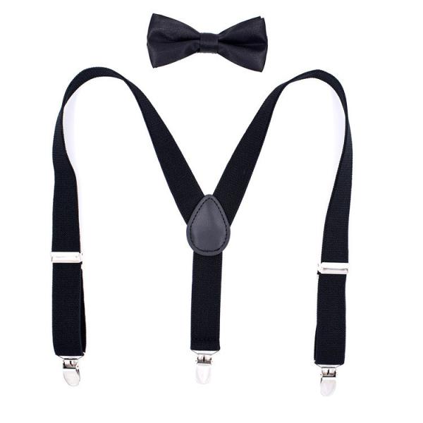 Buy cheap Black Leisure Cotton Children'S Clothing Accessories Elastic Suspenders Y Back Bowtie from wholesalers