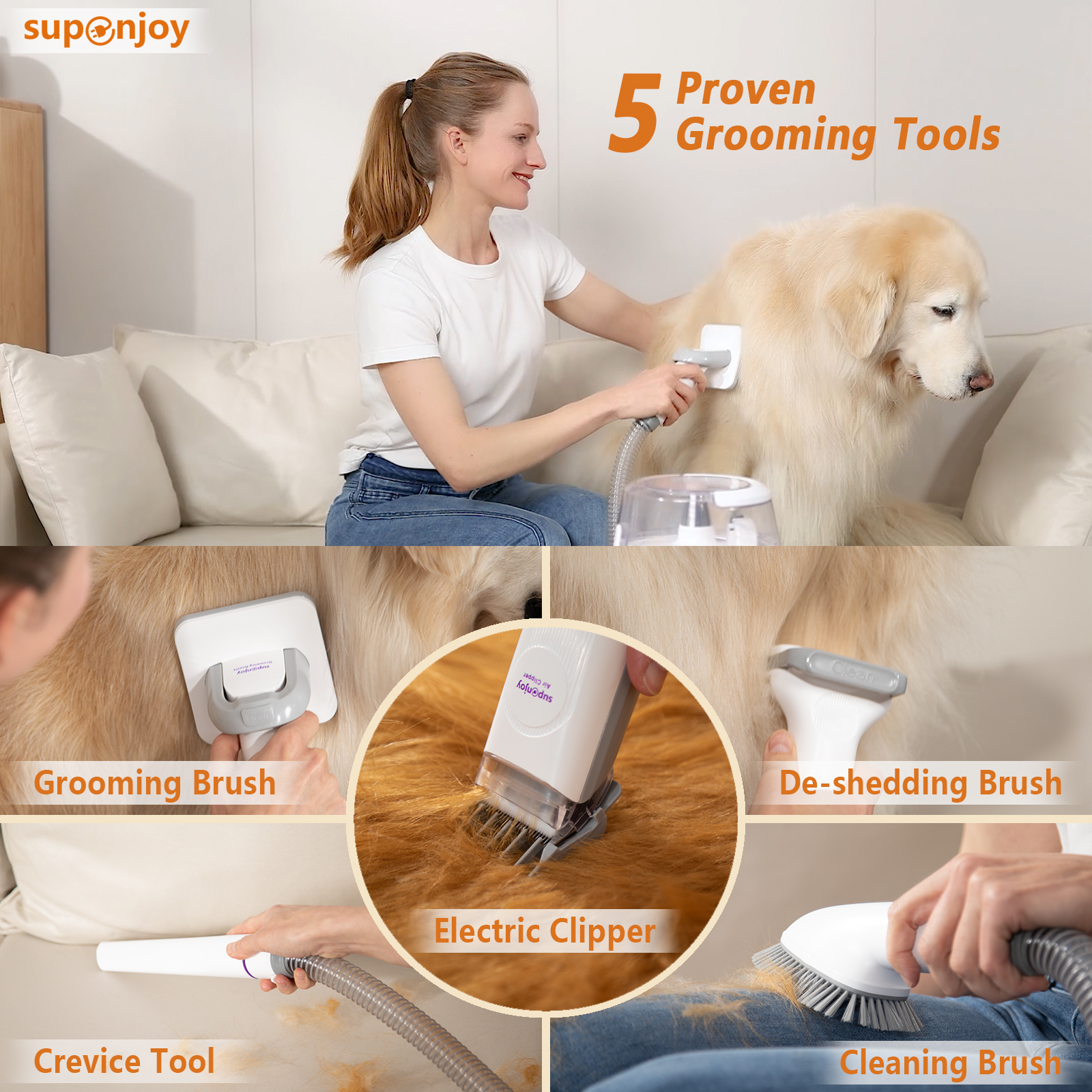 Clippers Blades Professional Cat Dog Grooming Kit Vacuum Pin Brush Tool Bag Brush Set