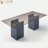 Buy cheap 2.4m Length Modern Clear Tempered Glass Dining Table Marble Base from wholesalers