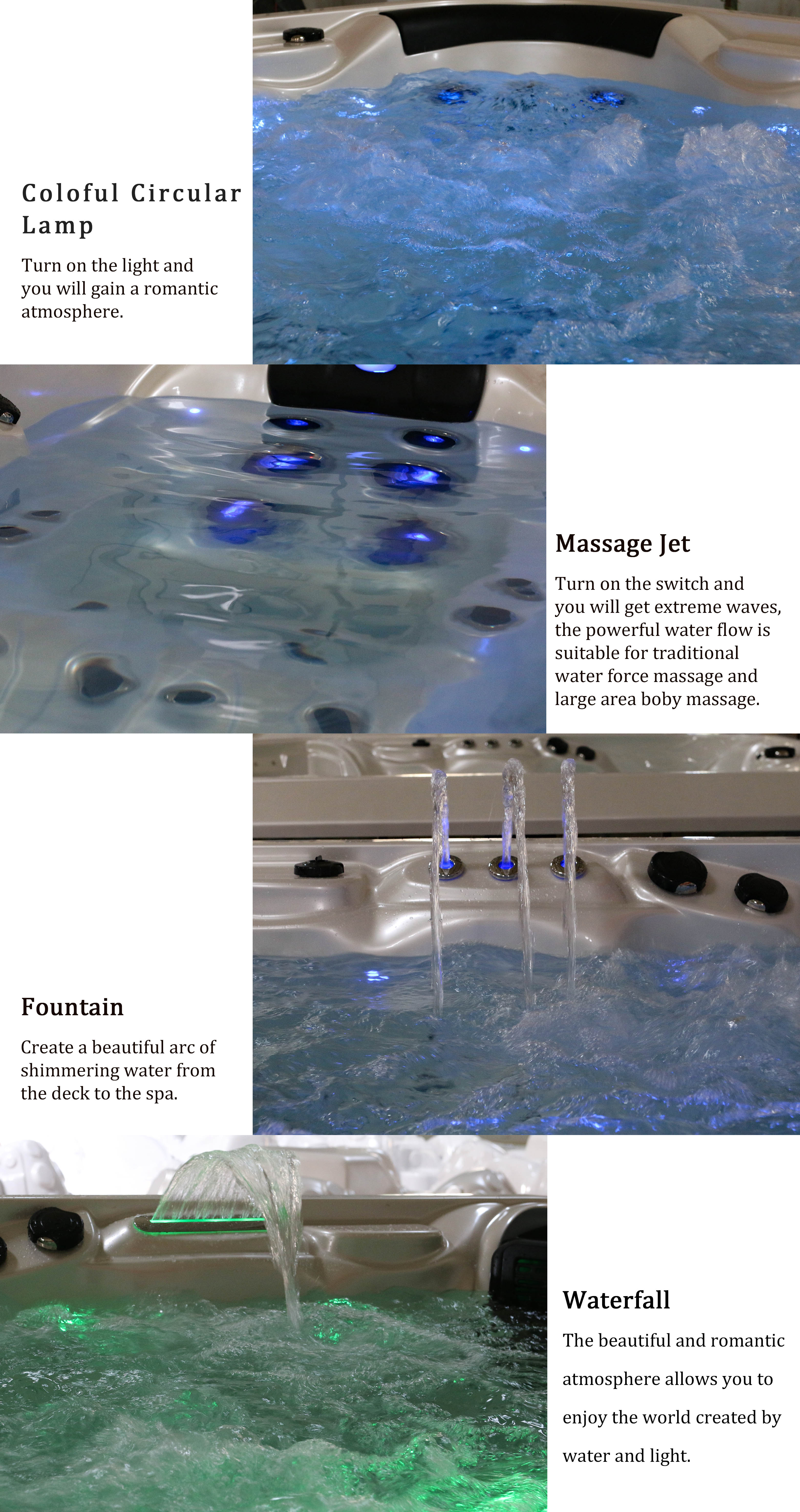 Garden Outdoor Whirlpool Massage Spa Bathtub Hot Tubs For 5 Person