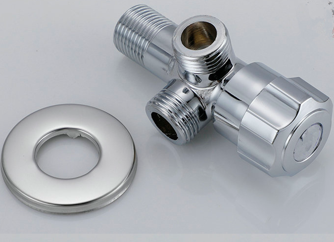 Chrome Toilet Angle Valve Three-Way Angle Stop Valve For Kitchen And Bathroom
