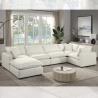 Buy cheap Sectional Modular Sofa with Feather Blend Seat Cushion and Pillows, Beige Linen from wholesalers