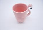 Solid Colored Pink Flamingo Coffee Mugs , 3D Ceramic Flamingo Travel Mug