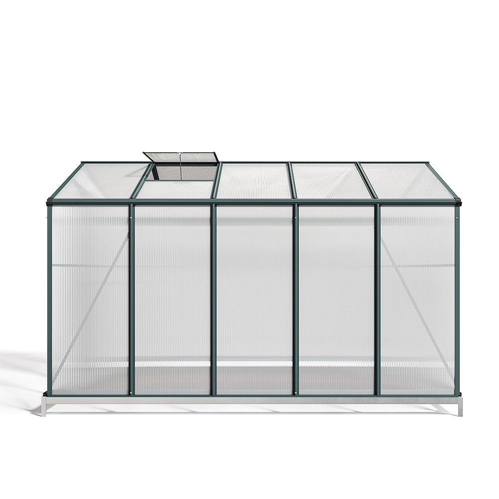 10x6 ft Transparent Garden Greenhouse Polycarbonate with 2 Vents Shed Type Transparent