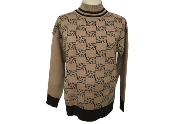 Buy cheap Letters Jacquard Womens Knit Pullover Sweater Drop Shoulder Chinese OEM Factory from wholesalers