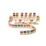 ISO9001 100 Flag Wooden Domino Blocks Building Dominoes Set