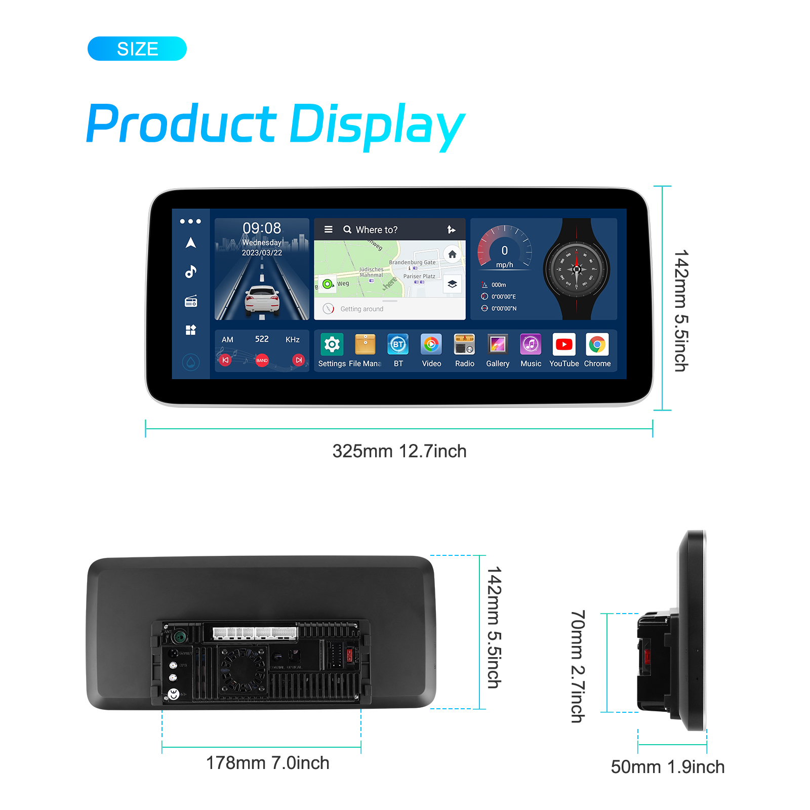 12.3'' QLED Screen 4G LTE Wifi DSP Carplay Android Auto 2Din Car Radio For BMW/Benz/Audi Universal
