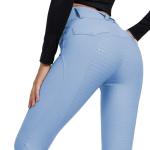 Light Blue Anti Pilling Women Horse Riding Pants Equestrian Clothes