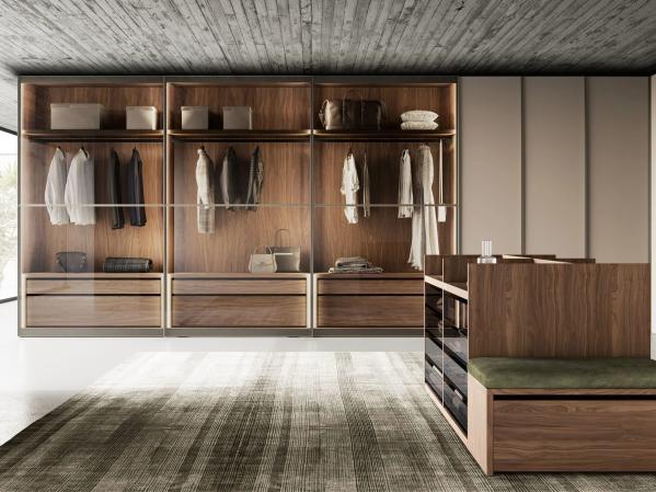 Buy cheap Modern Customized Wardrobe Wood Veneer Bedroom Wardrobe with Glass Doors from wholesalers