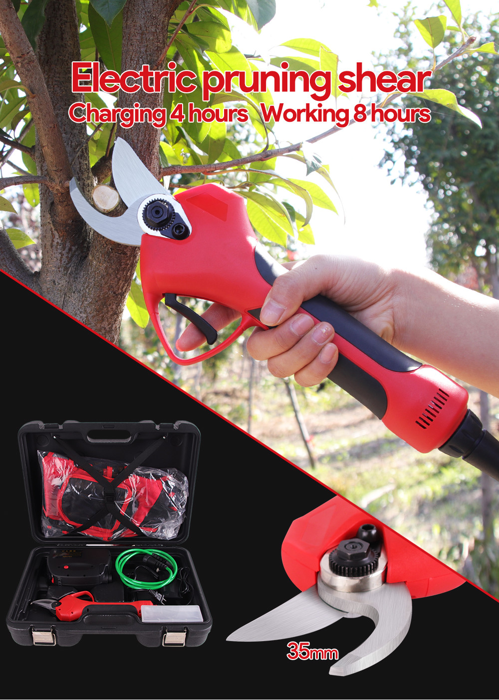Swansoft 35mm 43.2V Electric Bypass Pruner Fruit Orchard Pruning Shear