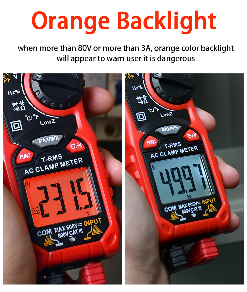 RoHS 600V 600A 6000 Counts 10nF Digital Clamp Meters