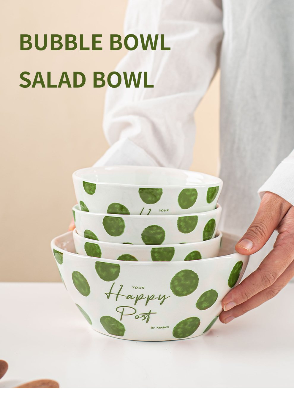 Vintage Design Round Decal Porcelain Cereal Bowls For Party Bulk Salad Ceramic Soup Bowl