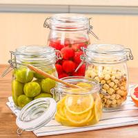 Buy cheap Custom Airtight Square Glass Storage Bottle Jar With Clip Lids Various Size product