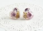 Unique Dried Plant Real Flower Purple Stud Earring for Fashion Women