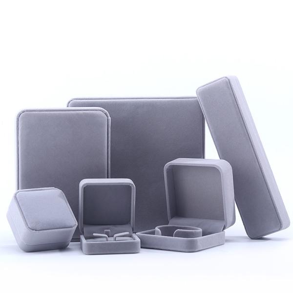 Buy cheap Customized Size Gray Velvet Jewelry Box for Necklace Stud Earrings Bracelet Packaging from wholesalers