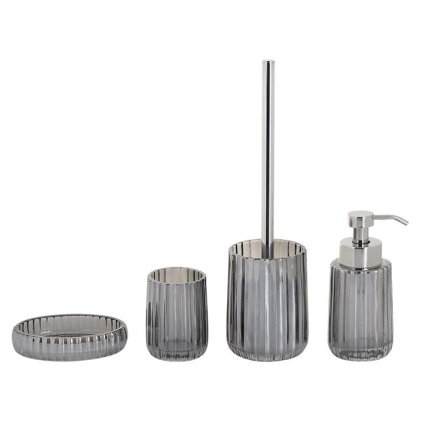 Buy cheap Vertical Stripe Glass Bathroom Accessories Set Glass Soap Dispenser Nickle Ion Plating from wholesalers