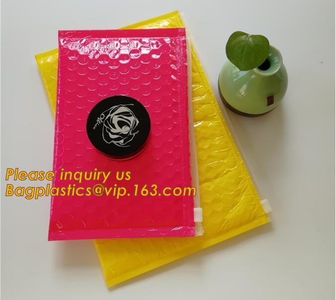 Cosmetic Pink Slider Padded Bag/Holographic k Bag With Bubble,Holographic Metallic Zipper Bubble Bag/Slider Padded