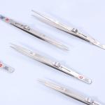Stainless Steel Jewelry Tools Lockable Pointed Elbow Anti Slip Tweezers