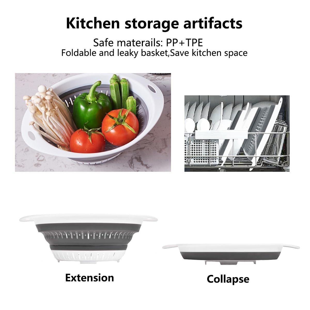 Collapsible Colander And Strainer Silicone Strainer Colanders & Food Strainers For Vegetable And Fruit Kitchen Essential