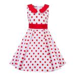 Girls Show Skirt Polka Dot Flower Doll Collar Retro Summer Children'S Clothing